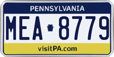 PA license plate MEA8779