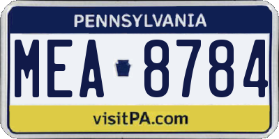 PA license plate MEA8784