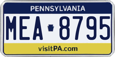 PA license plate MEA8795