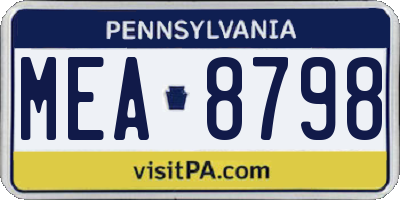 PA license plate MEA8798