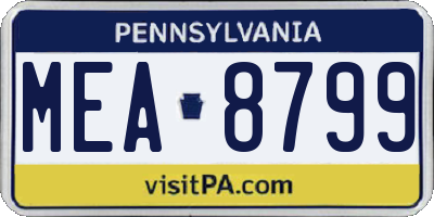 PA license plate MEA8799