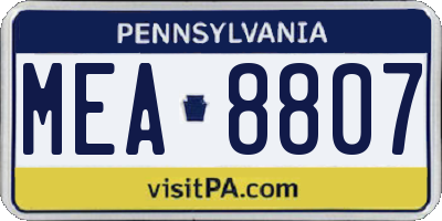 PA license plate MEA8807