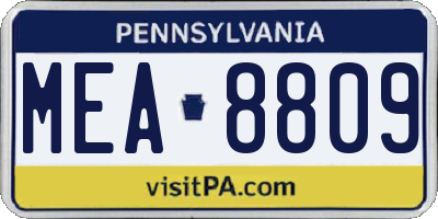 PA license plate MEA8809
