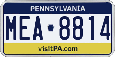 PA license plate MEA8814