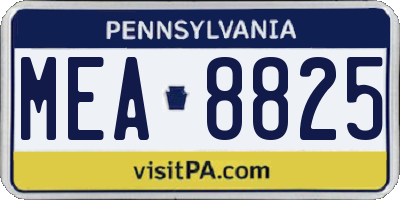 PA license plate MEA8825