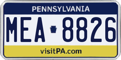 PA license plate MEA8826