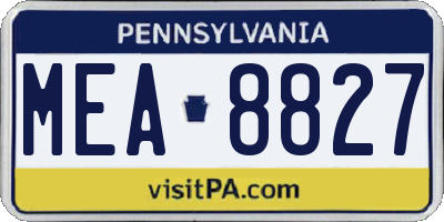 PA license plate MEA8827