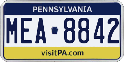 PA license plate MEA8842