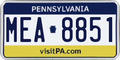 PA license plate MEA8851