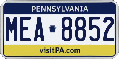 PA license plate MEA8852