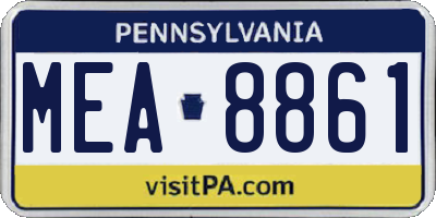 PA license plate MEA8861