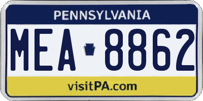 PA license plate MEA8862