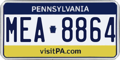 PA license plate MEA8864