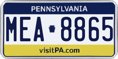 PA license plate MEA8865