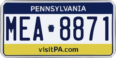 PA license plate MEA8871