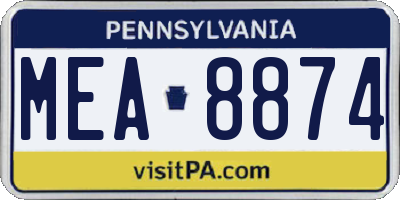 PA license plate MEA8874