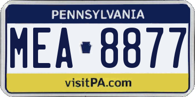 PA license plate MEA8877