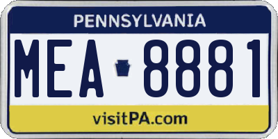 PA license plate MEA8881