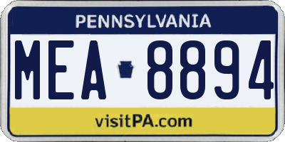 PA license plate MEA8894