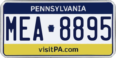 PA license plate MEA8895