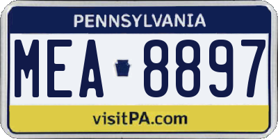 PA license plate MEA8897