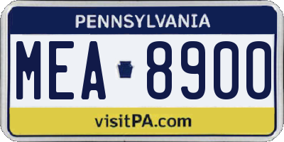 PA license plate MEA8900