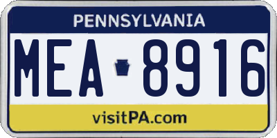 PA license plate MEA8916