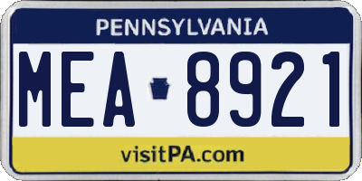 PA license plate MEA8921