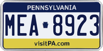 PA license plate MEA8923