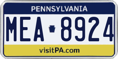PA license plate MEA8924