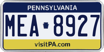 PA license plate MEA8927