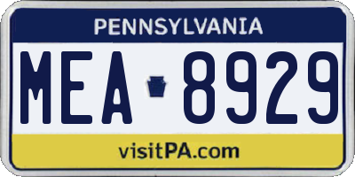 PA license plate MEA8929