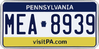 PA license plate MEA8939