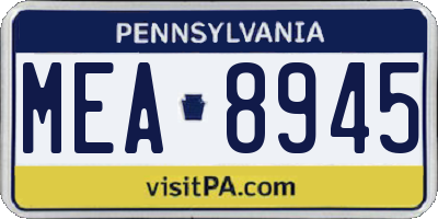 PA license plate MEA8945