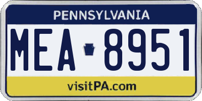 PA license plate MEA8951
