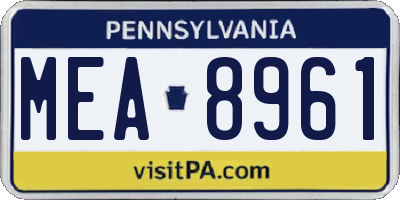 PA license plate MEA8961