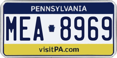 PA license plate MEA8969