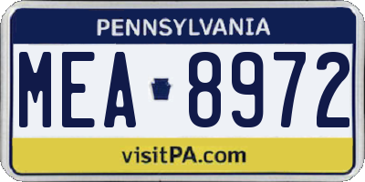 PA license plate MEA8972