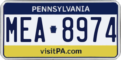 PA license plate MEA8974