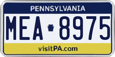 PA license plate MEA8975