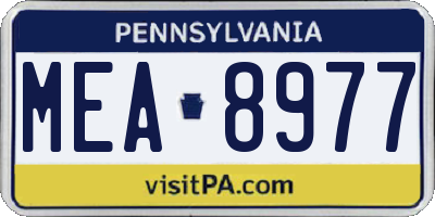 PA license plate MEA8977