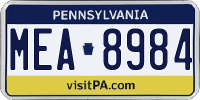 PA license plate MEA8984