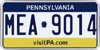 PA license plate MEA9014