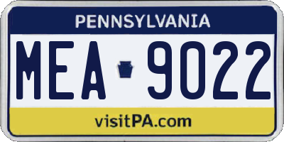 PA license plate MEA9022