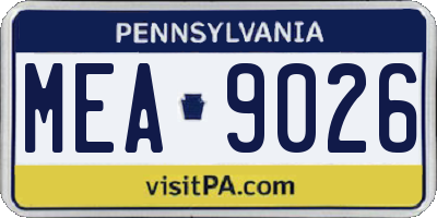 PA license plate MEA9026