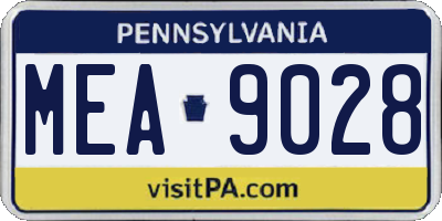 PA license plate MEA9028