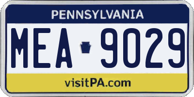 PA license plate MEA9029