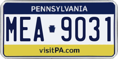 PA license plate MEA9031