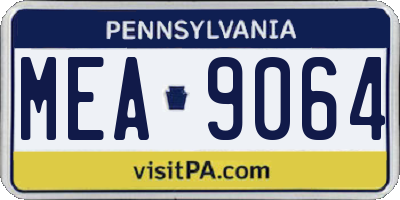 PA license plate MEA9064