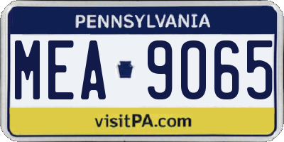 PA license plate MEA9065